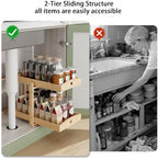 2 Pack Bamboo Under Sink Organizer, 2-Tier Pull-Out Drawers, Kitchen & Bath - Image 7