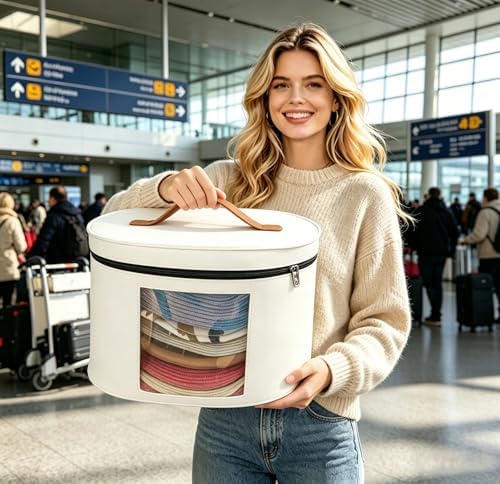 Hat Boxes for Women Storage 16.93" D*10.24" H Caps Carrier Case Organizer - Image 5