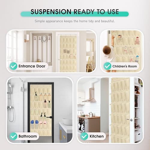 WVM Over the Door Shoe Organizer with 35 Breathable Mesh Pockets, Hanging Shoe Organizer for Door with 4 Metal Hooks, Large Capacity Closet Storage for Shoes, Accessories - Image 5