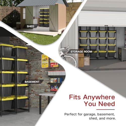 FERO 27 Gallon Tote Storage Rack, Heavy-Duty Storage Bin Rack Organizer, 5-Tier Standing Storage Bin Shelves, 250 lb Capacity, Maximize Space for Garage, Warehouse, Utility(Totes Not Included) - Image 6