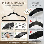 SMARTOR Plastic Hangers 50 Pack, Heavy Duty Plastic Hangers for Clothes | Non-velvet Slim Hangers with 360° Swivel Hook & Clothes Thin Hanger - Durable Coat Hangars, Space Saving Hanger - Black - Image 6