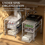 Simple Houseware Stackable 3 Tier Sliding Basket Organizer Drawer, Chrome - Image 6