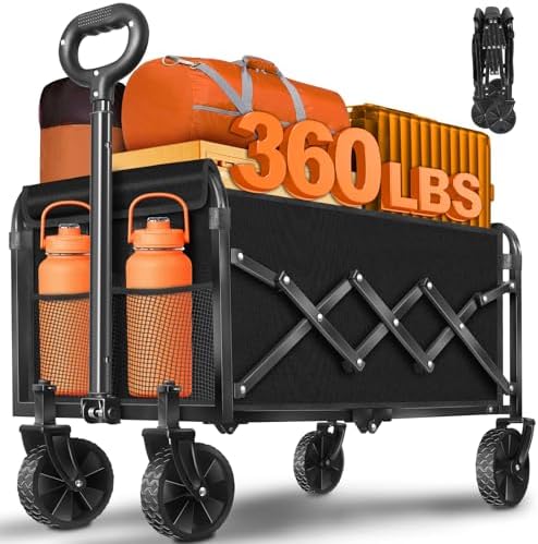 Wagons Carts Foldable,360lbs Collapsible Wagon with Wheels, Foldable Wagon by TATAANTY
