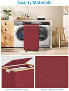 efluky Laundry Basket with Wheels, Tall Rolling Laundry Hamper with Lid and Removable Bag, Aesthetic Dirty Clothes Hamper on Wheels for Laundry Room, Bedroom, Dorm and Bathroom, 100L Red - Image 4