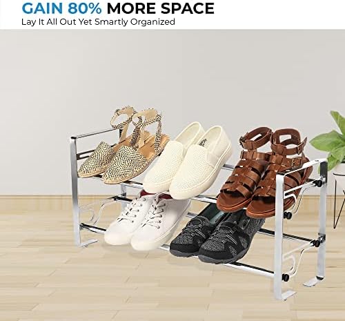 Free Standing Shoe Rack for Entryway, Sturdy 2-Tier Shoe Storage Shelf, Easy to Assemble Black Shoe Rack for Closet & Front Door Entrance, Shoe Organizer, Perfect Shoe Storage Organizer - Pack of 2 - Image 4