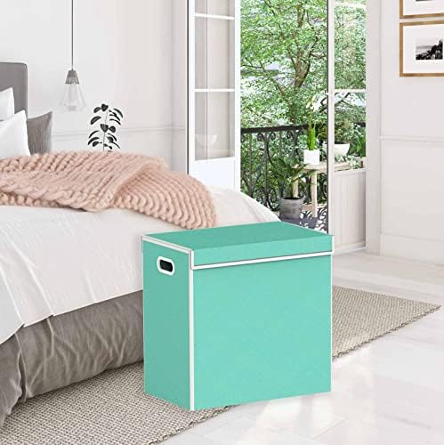 Simple Houseware Double Laundry Hamper with Lid & Removable Bags, Turquoise - Image 3
