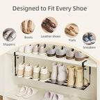 Expandable Shoe Rack Organizer for Cabinet, Adjustable Hanging Under Shelf Storage, Sturdy Round Tube Design, Space Saving Shoe Shelf for Closet, Entryway, Laundry Room, Black - Image 4