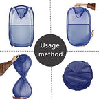 Collapsible Pop Up Laundry Hamper, Extra Large Mesh Foldable Laundry Basket Bag, 28" x 16" x 16", 2 Pack (Black + Blue) - Image 3