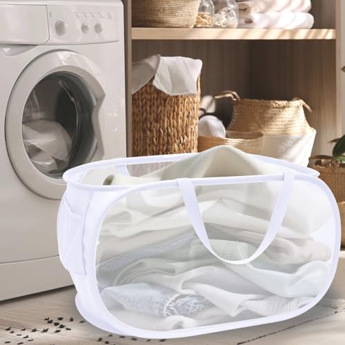 Collapsible Laundry Hamper Basket,Pop Up Mesh Foldable Bag for Laundry Room - Image 2