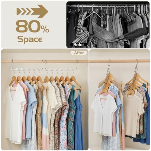 HOUSE DAY 20 Pack Space Saving Hangers for Clothes, Metal Magic Hanger | Heavy Duty Hanger Organizer 30 Lbs Capacity, Sturdy Multi Hangers, Closet Space Saver Closet Organizers and Storage Dorm Room - Image 3