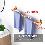Bathroom Towel Bar, 24 Inch Towel Racks for Bathroom Wall Mounted, Heavy Duty Bath Hand Towel Holder Organizer, Modern Home Decor Towel Rod Bathroom Hardware Accessories, Gold - Image 6