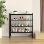 ROMGUAR CRAFT 4 Tier Bamboo Shoe Rack for Closet Free Standing Wood Shoe Shelf for Entryway Small Space Stackable 27"x11"x26" (Black) - Image 2