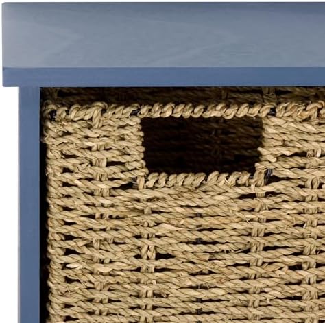 SAFAVIEH Home Collection - Finley Blue Wall Mounted 3-Basket Storage Rack with Hooks & Seagrass Baskets (HAC5700F) - Image 3