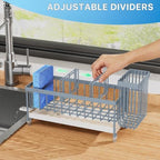 Cisily Sponge Holder for Kitchen Sink, Sink Caddy Organizer with High Brush Holder, Kitchen Countertop Organizers and Storage Essentials, Rustproof 304 Stainless Steel (Gray Blue, 9.25″) - Image 5