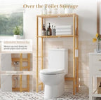 Over The Toilet Storage, Freestanding 2-Tier Bamboo Bathroom Shelves, Above Toilet Organizer for Home Washroom, Bathroom Decor (Natural) - Image 3