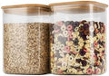 D2scrma 115oz Airtight Glass Square Storage Canister with Bamboo Lid Set of 2(3400ml*2) Large Storage Container Gallon Glass Jars, for Sugar, Flour, and Coffee bean (with Black Lable) by Delicatedtoservicecustomer