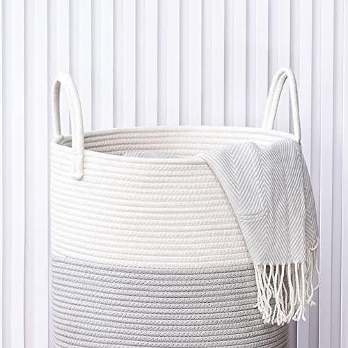 YOUDENOVA Cotton Laundry Hamper, 58L TALL Storage Basket-Blue - Image 4