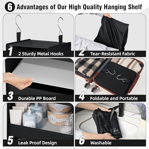 GRANNY SAYS 4-Shelf Hanging Organizer, Wall Mount, Fabric, 1-Pack | 44 lb Capacity, No-Sag Support, Keeps Clothes Neat, Folds Flat, Fits RV, Dorm & Small Closets - Image 4
