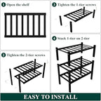 Smiry Bamboo Shoe Rack, 8 Vertical Slats, 3 Tier - 17.3" Wide, Black - Image 6