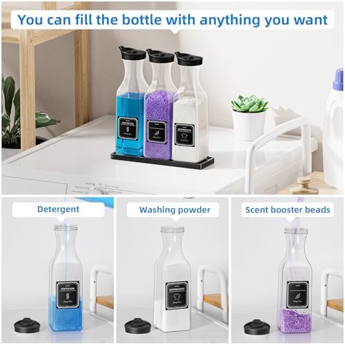 54oz Laundry Detergent Dispenser,Liquid Container with Black Wood Tray - Image 4