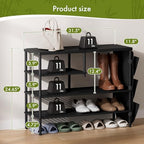 Bamboo Shoe Rack, 4 Tiers Shoe Organizer for Closet, Shoes Storage for 20-24 Pairs, Freestanding Shoe Shelf with Removable Pocket for Entryway Bedroom Front Door Dorm, Black - Image 2