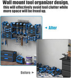 CCCEI Blue Power Tool Organizer Wall Mount, Large Tools and Battery Storage Rack Charging Station Individual Switches. Drills Holder, Garage Utility Shelves with 6FT Power Strip. Gift for Men. - Image 4