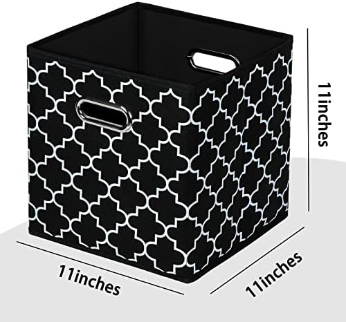 Black Foldable Storage Cubes Bins , Fabric Storage Box Cubes Organizer Baskets with Dual Handles for Home Organizer Black Light - Image 2