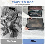 Clear Zippered Plastic Clothes Storage Bags, 6 Pack, Black | Clear Storage Bags with Zipper Plastic Storage Bags for Clothes Sweaters Blankets Sheets, Size: 10.5 x 10.5 x 2.5 Inch - Image 5