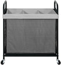 STO STO Laundry Hamper 3 Section, 120L Rolling Laundry Sorter Cart with Removable and Washable Liner Bag, Clothes Hamper with Wheels and Metal Handle for Laundry Room and Bedroom, Gray by STOSTO