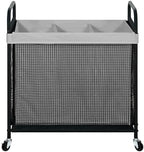 STO STO Laundry Hamper 3 Section, 120L Rolling Laundry Sorter Cart with Removable and Washable Liner Bag, Clothes Hamper with Wheels and Metal Handle for Laundry Room and Bedroom, Gray by STOSTO