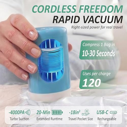 Travel Vacuum Storage Bags with Rechargeable Cordless USB Pump, 35 Combo - Image 3