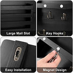 Decorative Key Hanging Rack with 10 Hooks – Easy Install Natural Wooden Key and Mail Holder for Wall Mount – Entryway Decor Rack with Shelf (Black) - Image 3