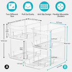 Delamu 2 Sets of 3-Tier Bathroom Under Sink Organizers and Storage, Multi-Purpose Stackable Pantry Organization and Storage, Pull Out Clear Kitchen Bathroom Cabinet Organizer with Movable Dividers - Image 3
