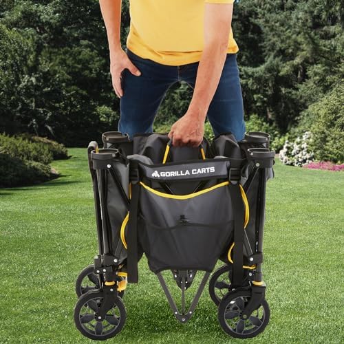 Gorilla Carts Collapsible Folding Outdoor Utility Wagon, 7 Cu Ft, Gray - Image 4