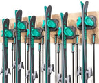 Ski & Snowboard Wall Rack for Garage Wall Fits Any Ski/board, Ski Wall Mount Holders Damage-Free Storage Rack, Garage Organization Space-Saving Winter Gear Organizer, Green, 6 Pack by SkifavsSkiWallMount