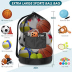 BROTOU Extra Large Soccer Ball Net Bag, 40" x 30" Drawstring Mesh Ball Bag - Image 2