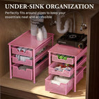 Simple Houseware Stackable 3 Tier Sliding Basket Organizer Drawer, Pink - Image 6
