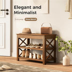 Bamworld Shoe Rack Bench with Storage 3 Tier Bamboo Shoe Bench Entryway Rustic Entryway Bench (X-Brown, 23.6 Inch - Image 3