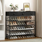 5 Tier Shoe Rack with 3 Drawers Black - Image 2