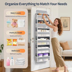 Yecaye Over Door Organizer, 60 lbs Load Capacity, Metal Hanging Storage with 6 Shelves for Toys, Bathroom, Nursery, Dorm Room, Grey,1Pc - Image 6