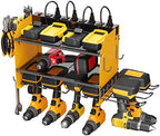 CCCEI Modular Power Tool Organizer Wall Mount Charging Station, Yellow 6 Drills Holder with 8 Plug Power Strip, Garage Drill Battery Heavy Duty Metal Shelf, Utility Rack with Hooks, Side Storage. by CCCEI