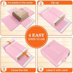 WOWBOX Sheet Organizers and Storage,Closet Bed Sheet Organizer Under Bed Storage and Organization with Label Cards & Clear Window for Bedding Sheets,Duvet Covers,Blankets (8 Pack，Pink) - Image 4