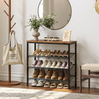 Nunsino Shoe Rack for Closet,4 Tier Shoe Organizer for Entryway,Shoe Shelf with Storage Shelves and Spacious Top,Max Holds 16 of Shoes,Rustic Brown - Image 2