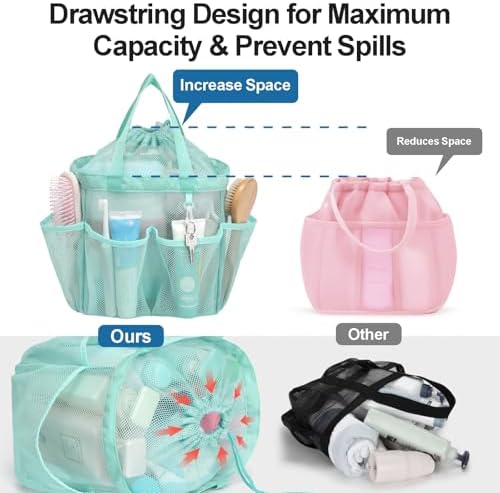 Mesh Shower Caddy Portable with Drawstring - 2-Handle Shower Bag for Dorm - Image 2
