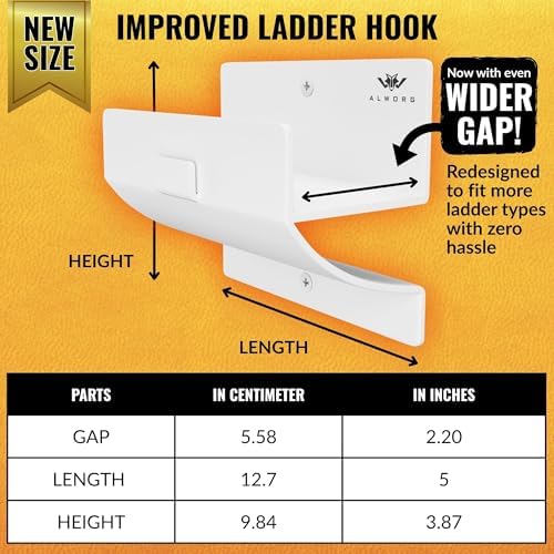 White Ladder Hooks for Garage Wall - Step Stool Holder for Shed & Workshop - Image 4