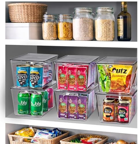 Sorbus Clear Storage Bins with Lids for Kitchen (Large, 8 Pack) - Image 2