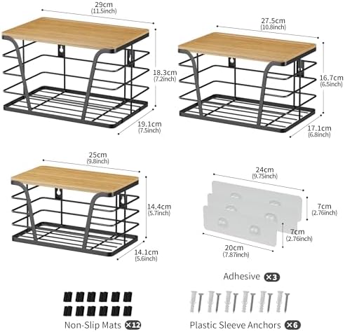 TIDIIABODE 3 Pack Stackable Pantry Organizer, Trash Bag Dispenser Under Sink, Kitchen Organization and Storage, Kitchen Counter Organizer, Black - Image 2
