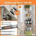 Corner Shower Caddy Tension Pole Rustproof, 4 Tier Adjustable Shower Organizer Tension Pole, 25-125 Inch Bathroom Shower Organizer for Bathtub Shampoo Storage, Silver - Image 2