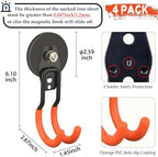 ULIBERMAGNET New Upgraded Garage Strong Magnetic Hooks, 4 Pack Heavy Duty Large J Hooks with Magnet, Anti-Slip Coating Magnet Hooks for Garden Tools, Ropes,Drill - Image 2