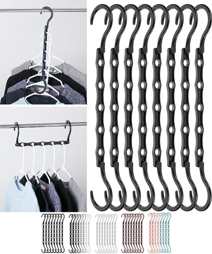 Mr. Pen- Space Saving Hangers, 8 pcs, 360° Rotating Hooks | Magic Cascading Hanger Organizer with 5 Enclosed Slots, Closet Organizers and Storage for Clothes by MrPen